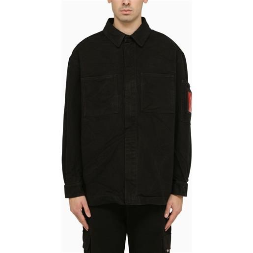 44 Label Group giacca-camicia in denim nera