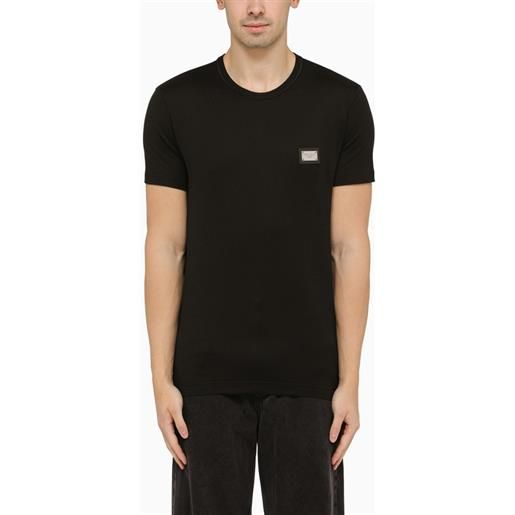 Dolce&Gabbana t-shirt girocollo nera con targhetta logo