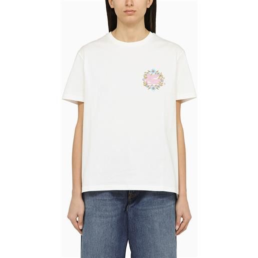 ETRO t-shirt girocollo bianca con logo in cotone