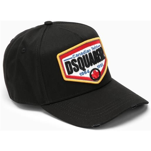 Dsquared2 cappello con visiera nero con patch logo