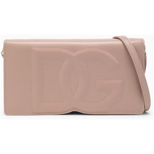 Dolce&Gabbana phone bag rosa cipria in pelle con logo