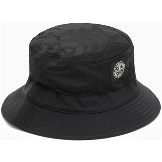 Stone Island cappello bucket nero in nylon con logo