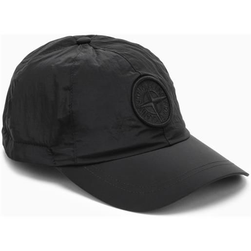 Stone Island cappello con visiera nero in nylon con logo