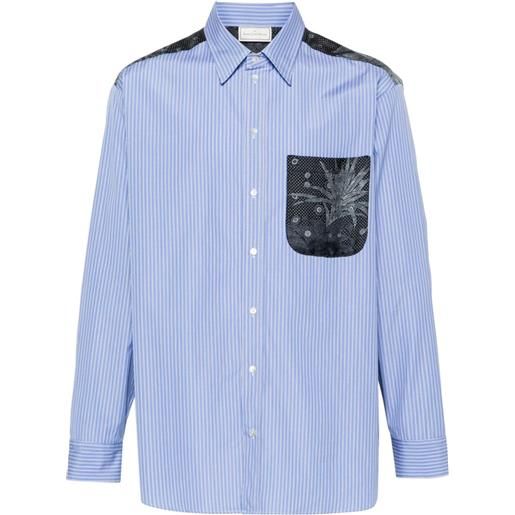 Pierre-Louis Mascia camicia alotho con design patchwork - blu