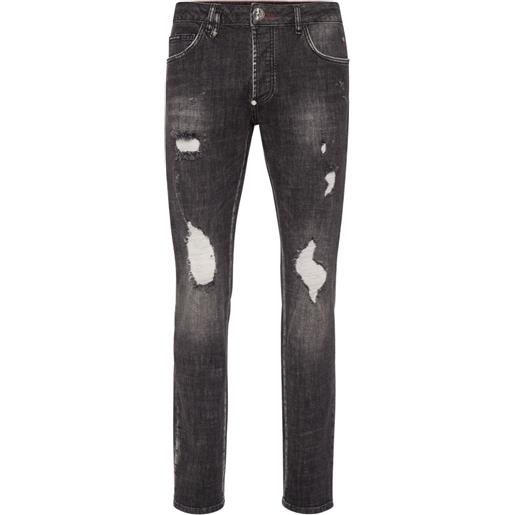 Philipp Plein jeans dritti con effetto vernice - nero