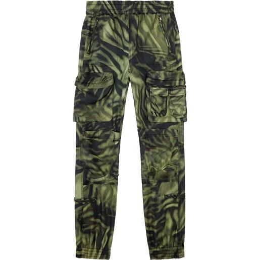 Diesel pantaloni con stampa p-mirow - verde