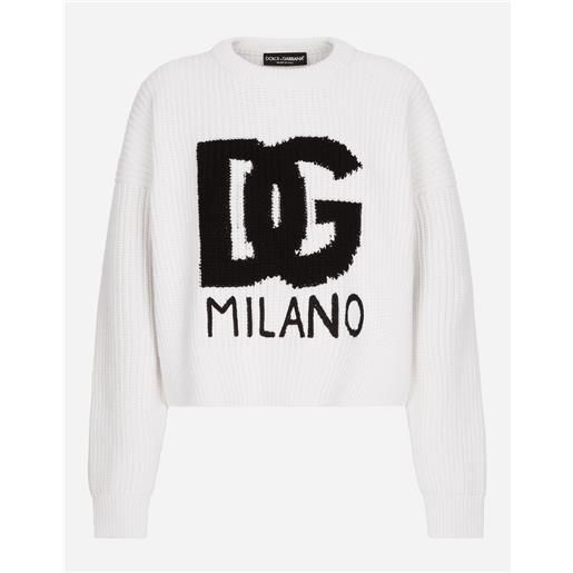Dolce & Gabbana maglia in lana a coste con logo dg