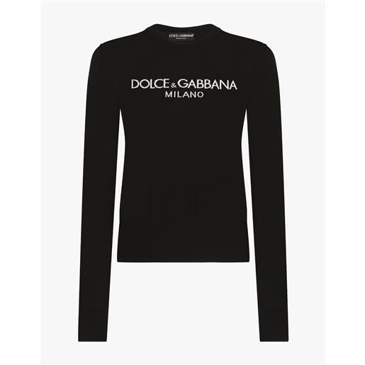 Dolce & Gabbana maglia in lana con intarsio logo dolce&gabbana