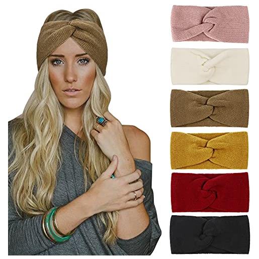 DRESHOW 6 pezzi fasce per capelli tessuto di lana turbante fascia da donna invernale accessori cerchietti per donna ragazze