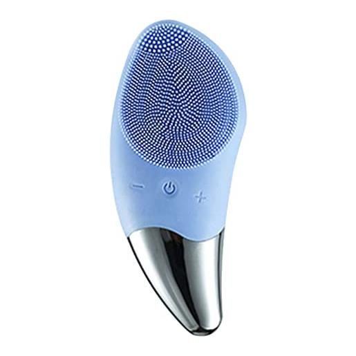 SONGQEE sonic spazzola per la pulizia del viso elettrica, impermeabile in silicone per massaggiare il viso ricaricabile, mini esfoliante per la pelle per la cura della pelle anti-invecchiamento (blu)