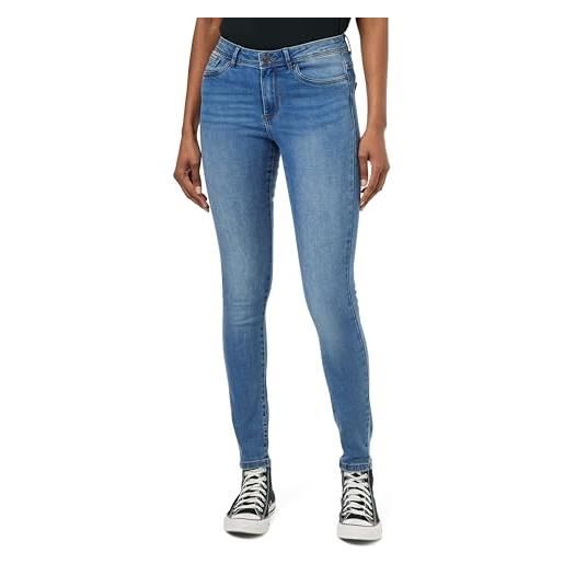 Vero Moda vmtanya mr s piping jeans vi349 noos skinny, blu (medium blue denim medium blue denim), 42w / 32l donna