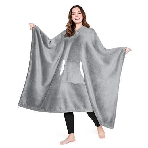 CityComfort felpa con cappuccio oversize coperta indossabile gigante in pile unisex uomo donna (grigio coperta)