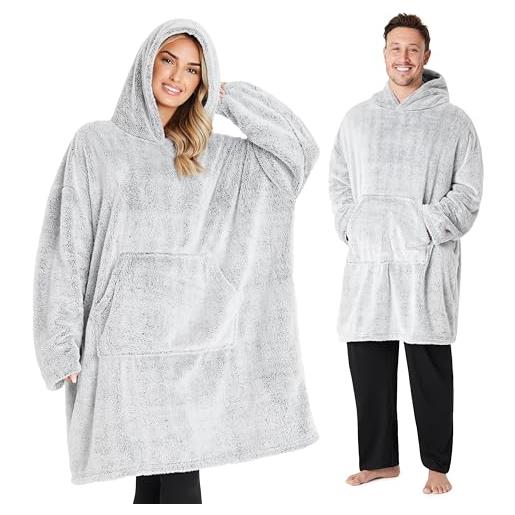 CityComfort felpa con cappuccio oversize coperta indossabile gigante in pile unisex uomo donna (grigio coperta)