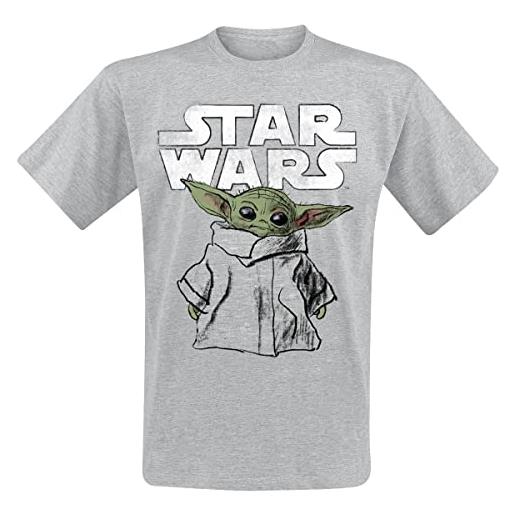 Star Wars the mandalorian - grogu - sketch uomo t-shirt grigio sport l
