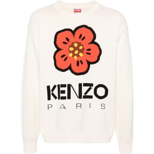 Kenzo maglione boke flower con intarsio - toni neutri