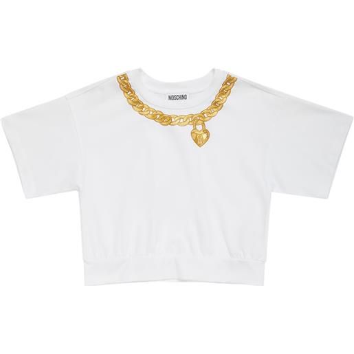 MOSCHINO t-shirt cropped in jersey di cotone