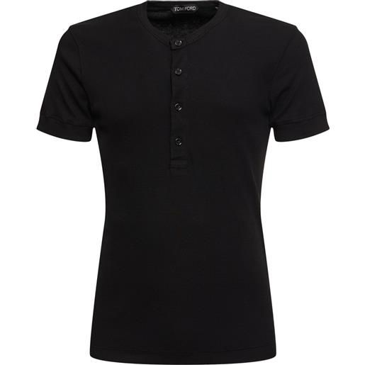 TOM FORD t-shirt henley in cotone e lyocell