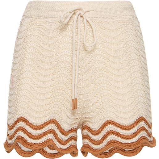 ZIMMERMANN shorts junie in maglia di cotone texturizzata