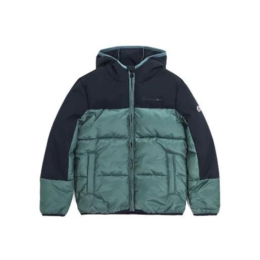 Champion legacy legacy outdoor b - colorblock hooded giacca imbotita, verde blg/nero, 9-10 anni bambino fw23