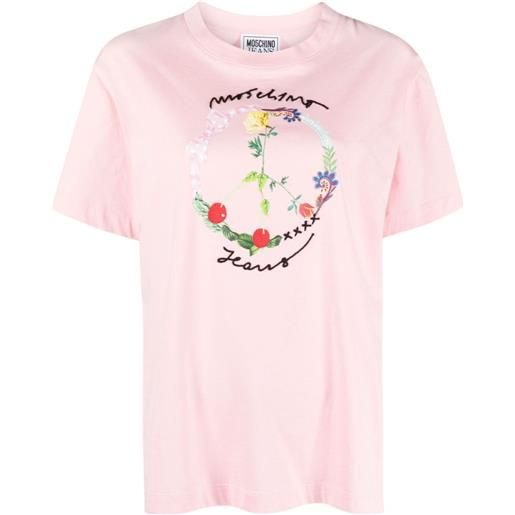 MOSCHINO JEANS t-shirt con ricamo - rosa