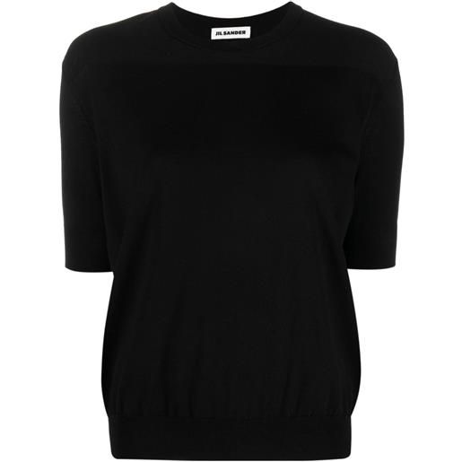Jil Sander t-shirt con bordo a coste - nero