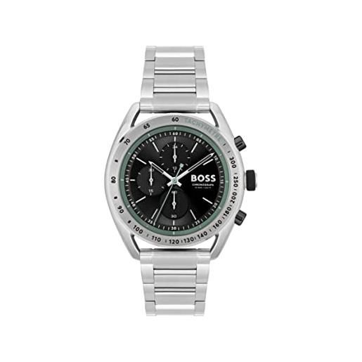BOSS orologio con cronografo al quarzo da uomo con cinturino in acciaio inossidabile, argento - 1514023