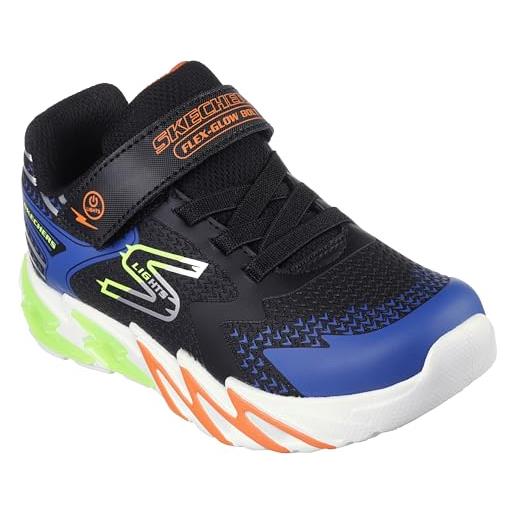 Skechers flex-glow bolt, scarpe sportive bambini e ragazzi, black synthetic textile blue lime ora, 28 eu