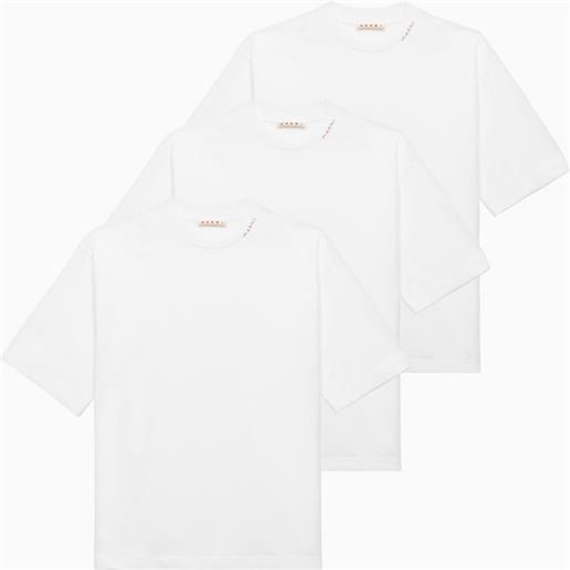 Marni t-shirt oversize bianca con ricamo logo