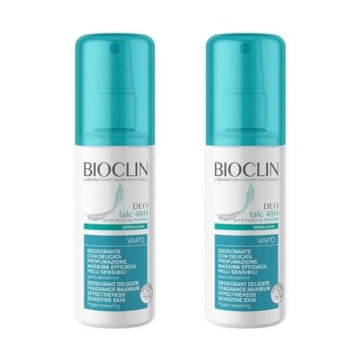 BioClin deo talc 48h - vapo deodorante ipersudorazione delicato profumo, 2x100ml
