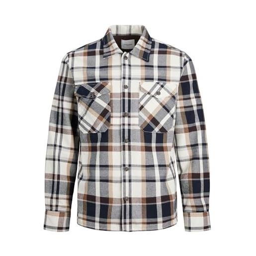 JACK & JONES plus jjeeddie overshirt ls pls camicia, cloud dancer, 6xl plus uomo