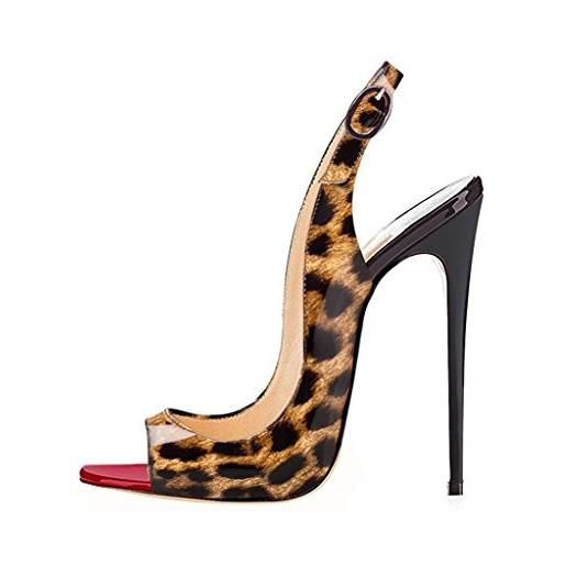 EDEFS - scarpe da donna - sexy sandali - fibbia - con cinturino alla caviglia - 12cm - leopard - taglia 43