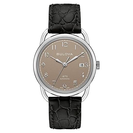 Bulova orologio automatico da uomo in acciaio inox con cinturino in pelle - swiss made limited edition - 96b324