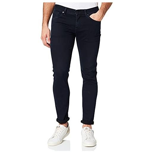 7 For All Mankind slimmy tapered luxe performance eco blue black jeans, blu scuro, 30w x 30l uomo