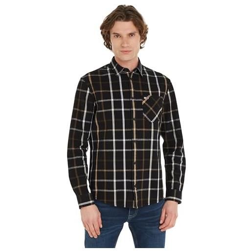 Tommy Jeans tjm reg flannel shirt dm0dm18334 camicie eleganti, nero (black check), xs uomo