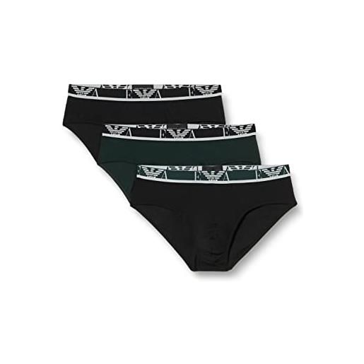 Emporio Armani underwear 3-pack brief monogram, confezione da 3 lettere, uomo, nero (black/black/black), xl