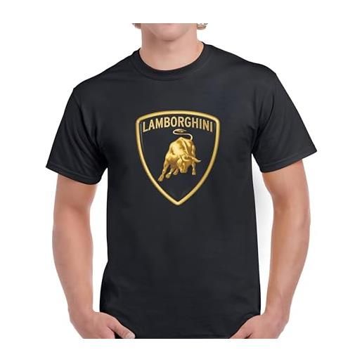 Generic maglietta nera lambo - regalo per fan sport cars - logo oro, nero , s