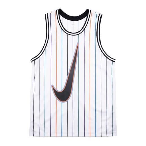 Nike canotta bianca con righe colorate e grande swoosh sul fronte (xl)