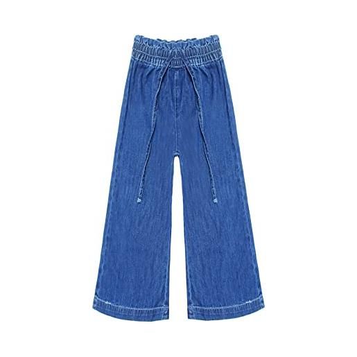 KIDSCOOL SPACE bambina, jeans a gamba larga con vita elasticizzata, blu intenso, 9-10 anni