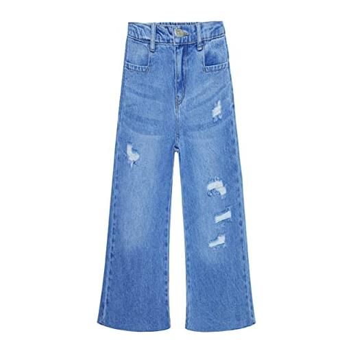 KIDSCOOL SPACE bambina, jeans a gamba larga con vita elasticizzata, blu intenso, 9-10 anni