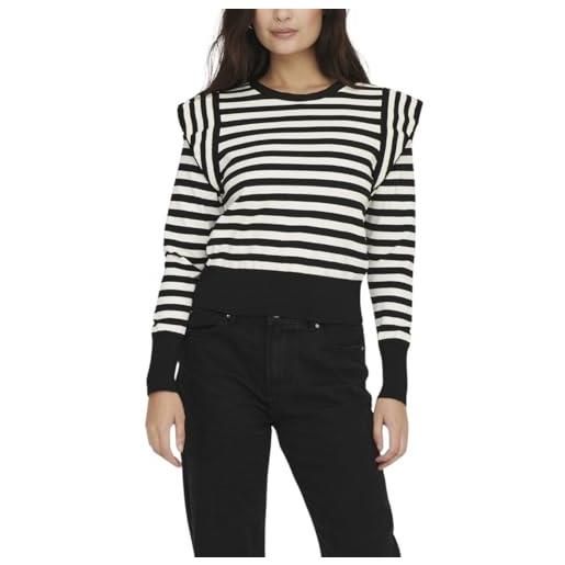 Only onlkelci l/s stripe pullover nca knt maglione lavorato a maglia, nero/strisce: pietra, s donna
