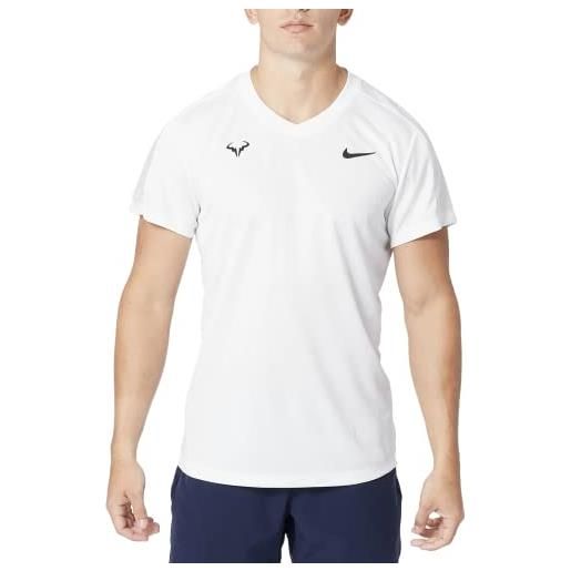 Nike rafa m nkct df challngr top ss t-shirt, white/black, m uomo