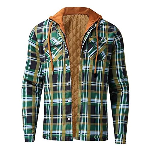 MILAX lumberjack - camicia da uomo foderata in flanella trapuntata da lavoro, calda camicia sherp, giacca in flanella scozzese, giacca da montagna, camicetta invernale maniche, 1a-blu, m