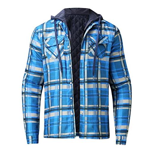 MILAX lumberjack - camicia da uomo foderata in flanella trapuntata da lavoro, calda camicia sherp, giacca in flanella scozzese, giacca da montagna, camicetta invernale maniche, 1a-army verde, l