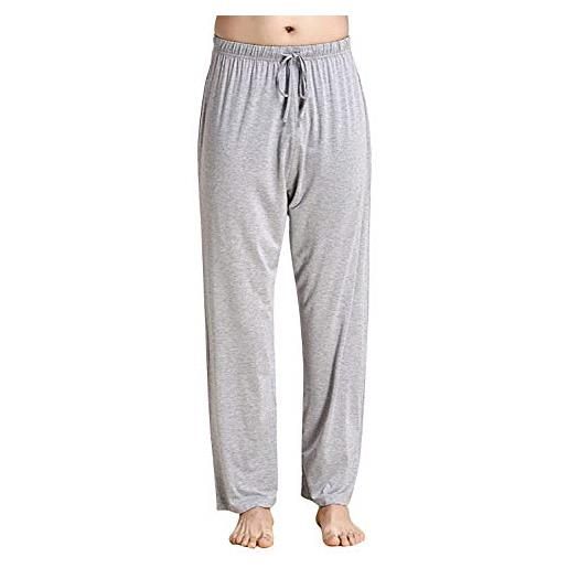 Huixin pigiama da uomo pantaloni long bamboo pantaloni charcoal fibre moda couples casual pantaloni del pigiama tasche elastiche in vita sonno yoga sport tempo libero (color: grau, size: 2xl)