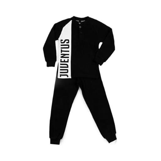 Juventus pigiama completo da bambino colore nero con striscia bianca, prodotto ufficiale, cotone (7 anni)
