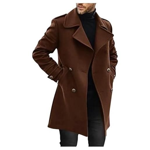 Masrin trench coat - cappotto di lana da uomo, oversize, tinta unita, con scollo a vento, elegante, con colletto rovesciato, a maniche lunghe, giacca invernale doppiopetto, elegante giacca a vento, 