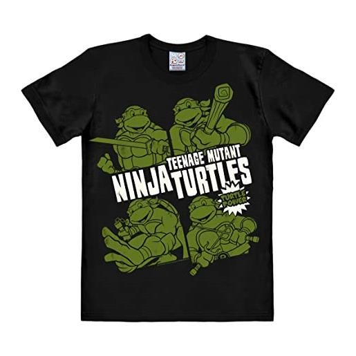 Logoshirt® t. M. N. T. - tartarughe ninja - turtle power i maglietta - t-shirt stampate da donna e uomo i nero i design originale su licenza, taglia xxl