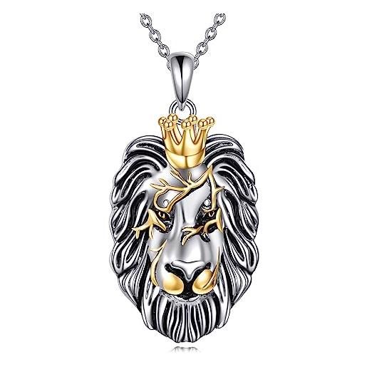YFN collana con leone regalo per donne in argento sterling gioielli leone per ragazze figlia madre, argento sterling, nessuna pietra preziosa
