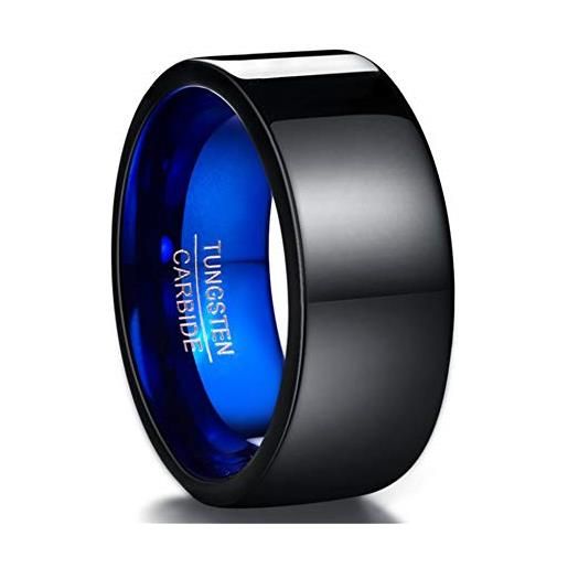 VAKKI fashion wedding ring 10mm anello di fidanzamento in acciaio al tungsteno per uomo e donna placcatura lucida nero blu taglia 27.5