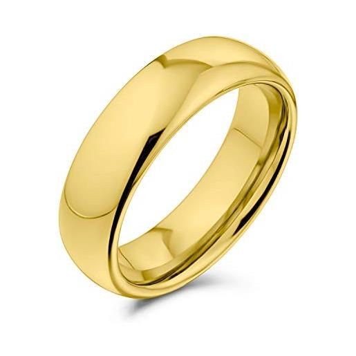 Bling Jewelry semplice semplice cupola coppie titanio wedding band placcato oro lucido 14k anello per gli uomini per le donne comfort fit 6mm